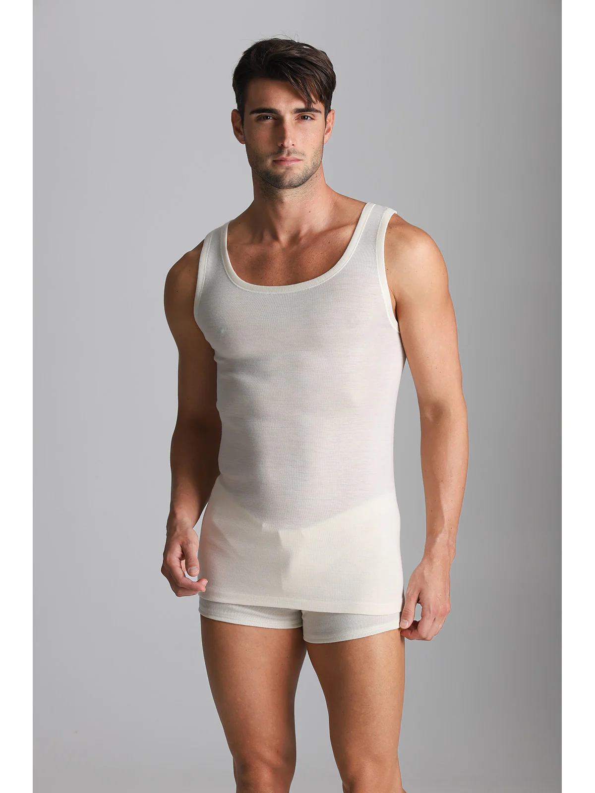 Medium Weight Pure Virgin Wool Vest - White Lan - Image 2