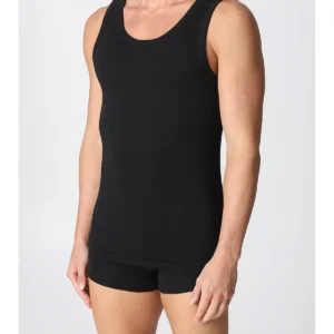Pure Cotton Fleece Racerback Tank Top - Black