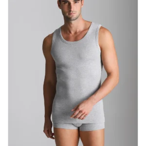 Pure Cotton Fleece Racerback Tank Top - Grey Mel