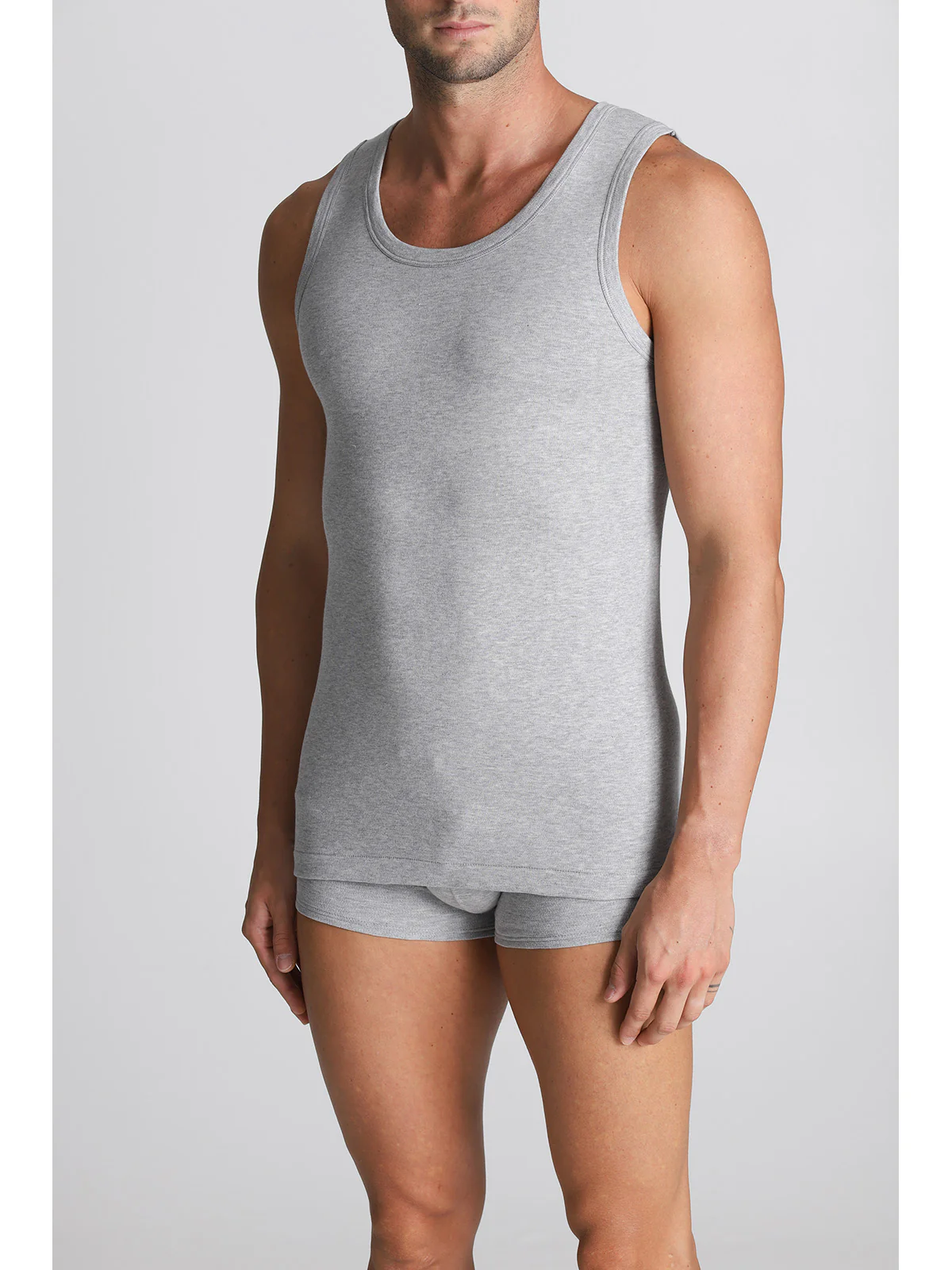 Pure Cotton Fleece Racerback Tank Top - Grey Mel - Image 3