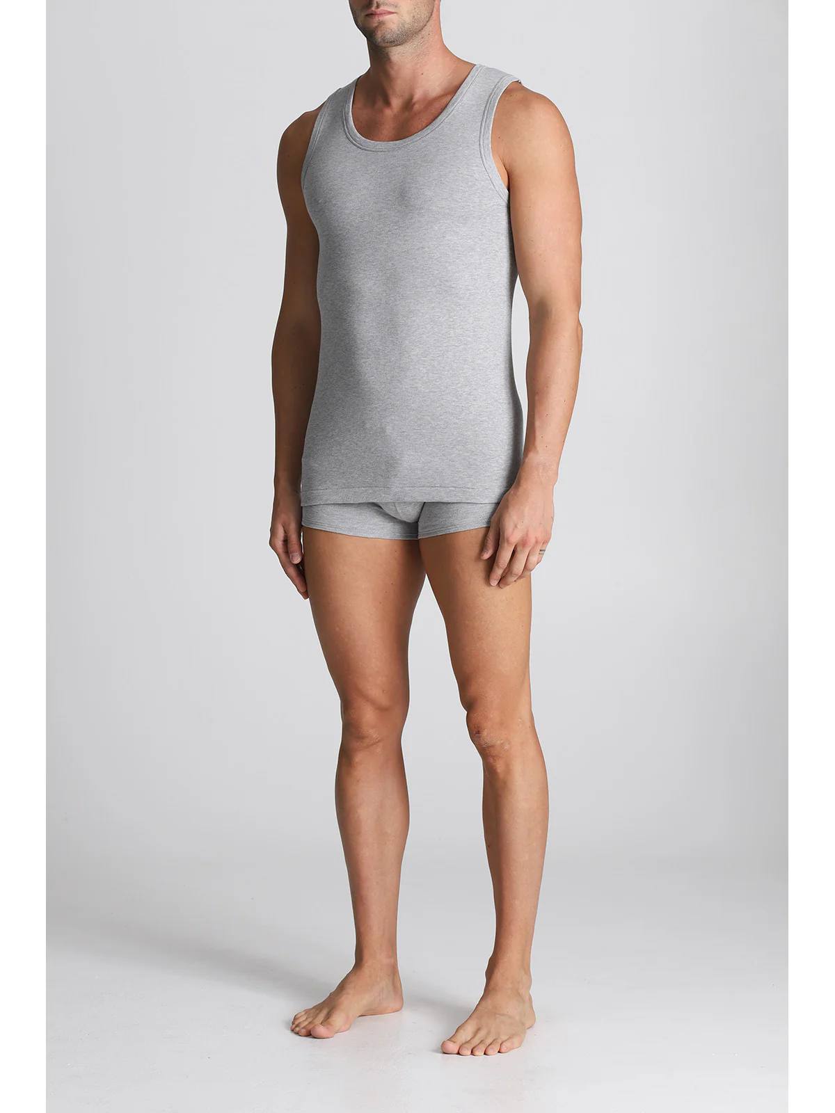 Pure Cotton Fleece Racerback Tank Top - Grey Mel - Image 4