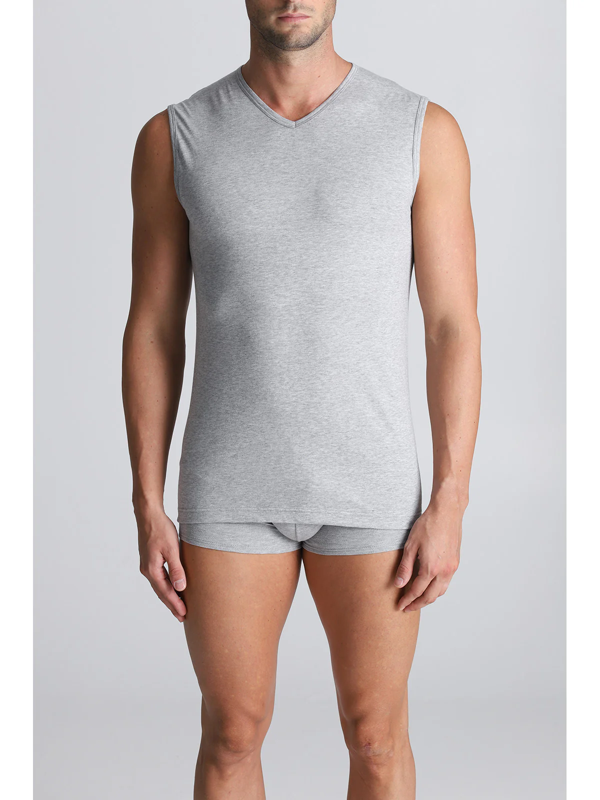 Sleeveless T-shirt- Grey - Image 3
