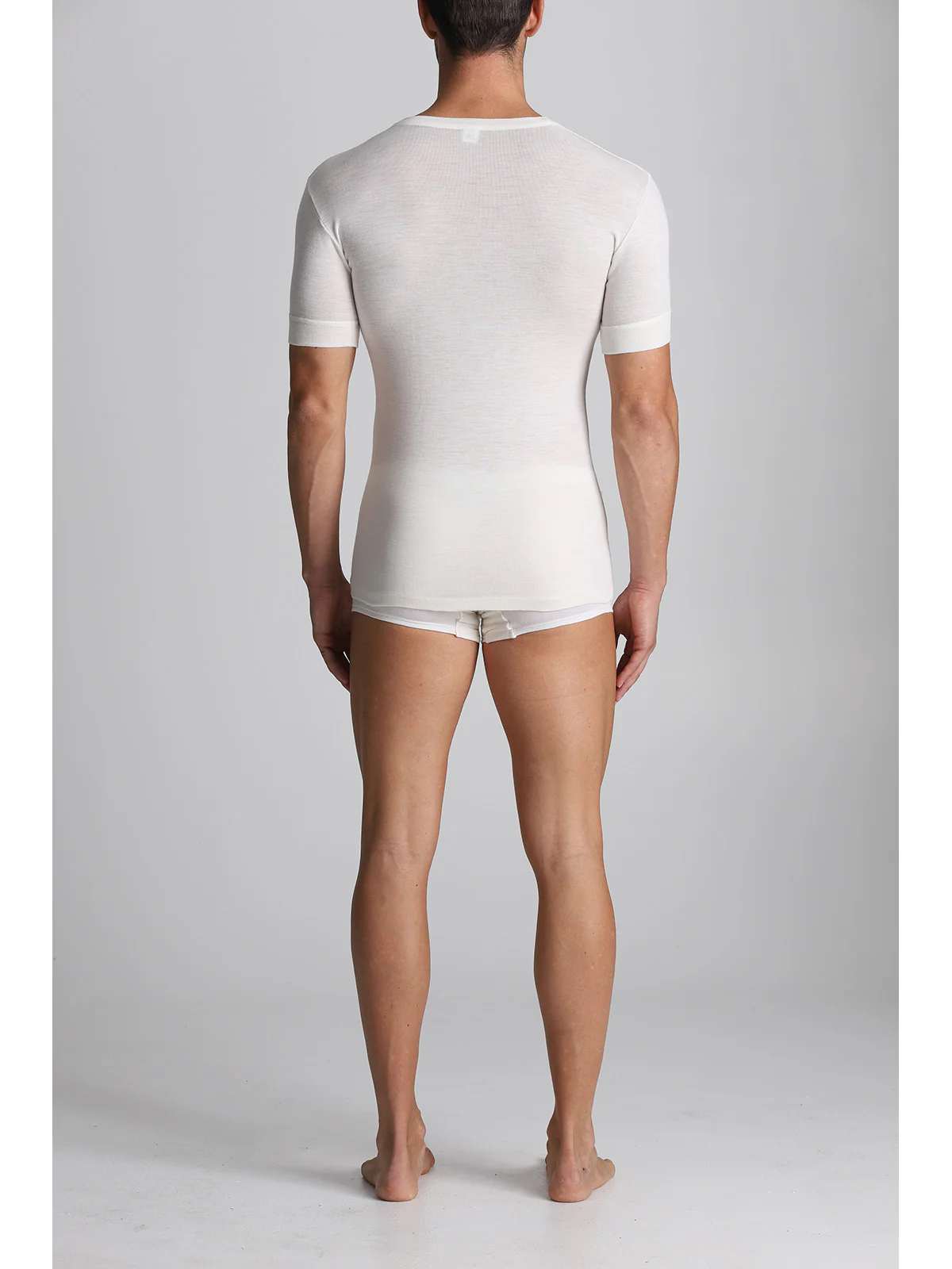 Wool Blend Short-sleeved T-shirt - White Lan - Image 4