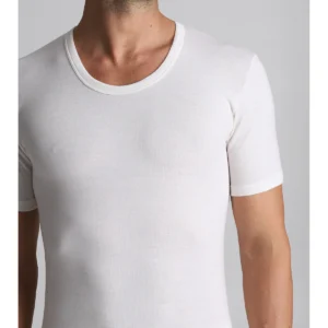 Wool And Cotton Short-sleeved T-shirt - White Lan