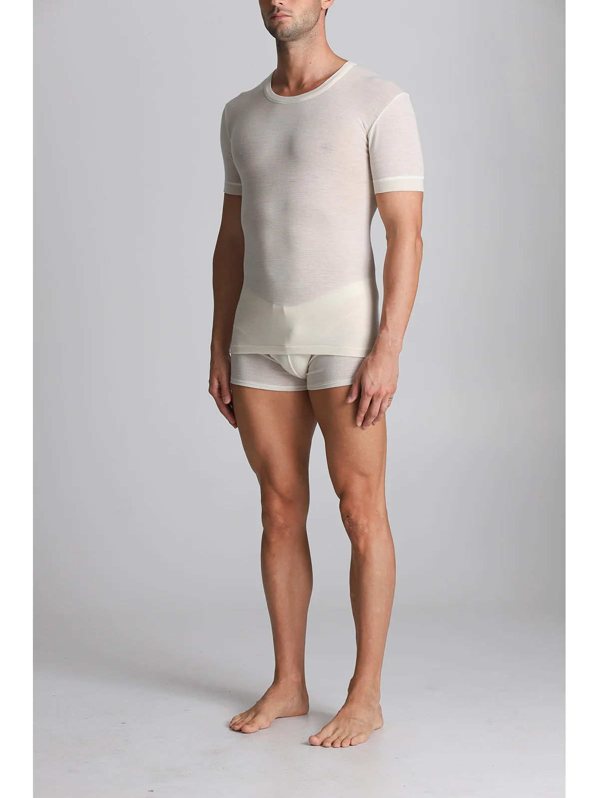 Lightweight Pure Wool T-shirt - White Lan - Image 3