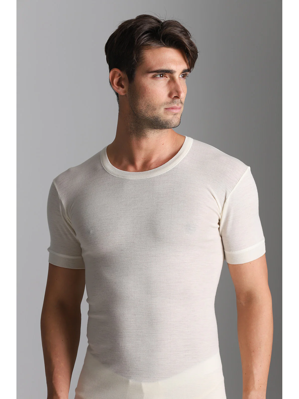 Lightweight Pure Wool T-shirt - White Lan - Image 5