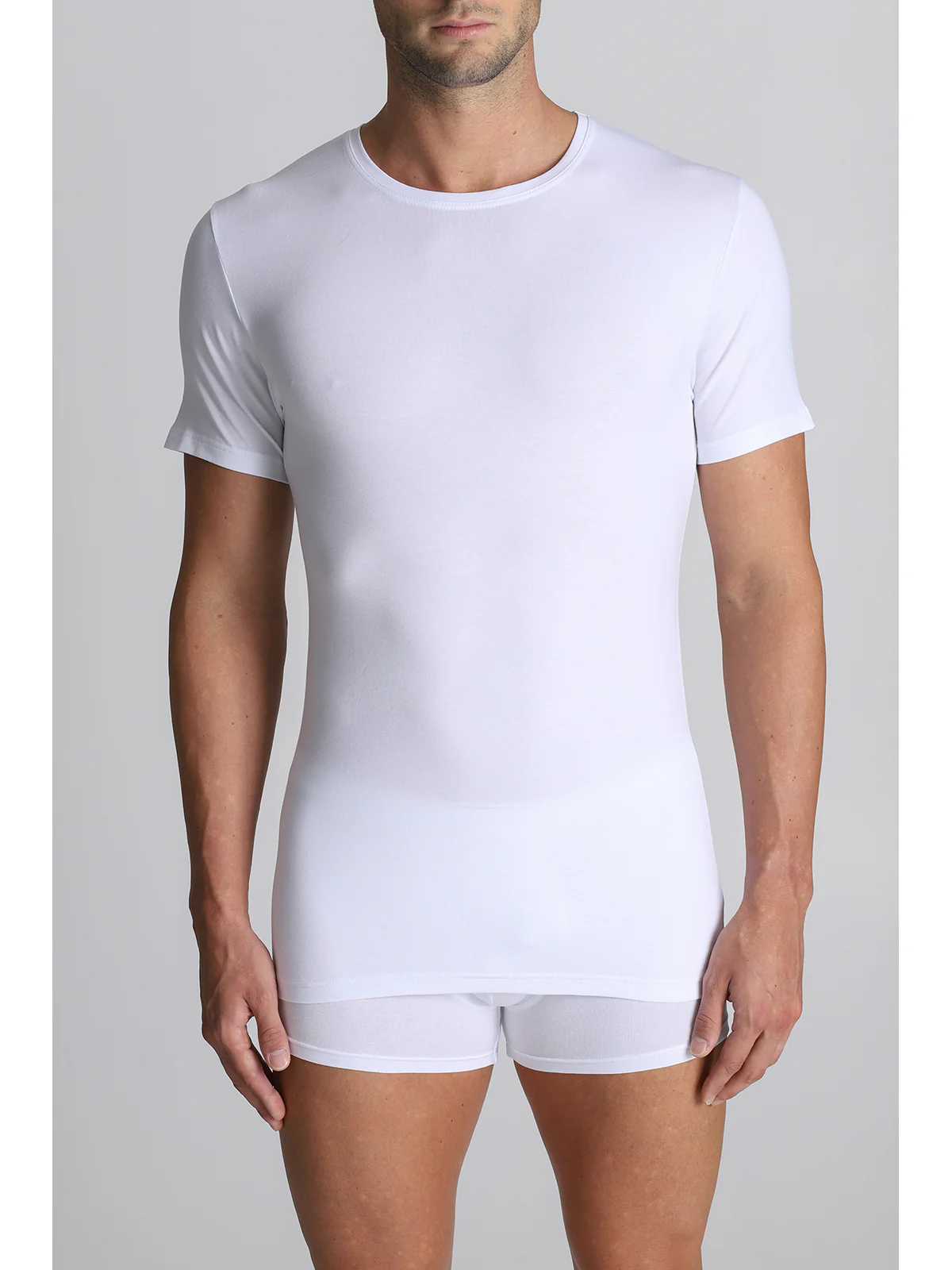 Stretch Cotton T-shirt - White - Image 2