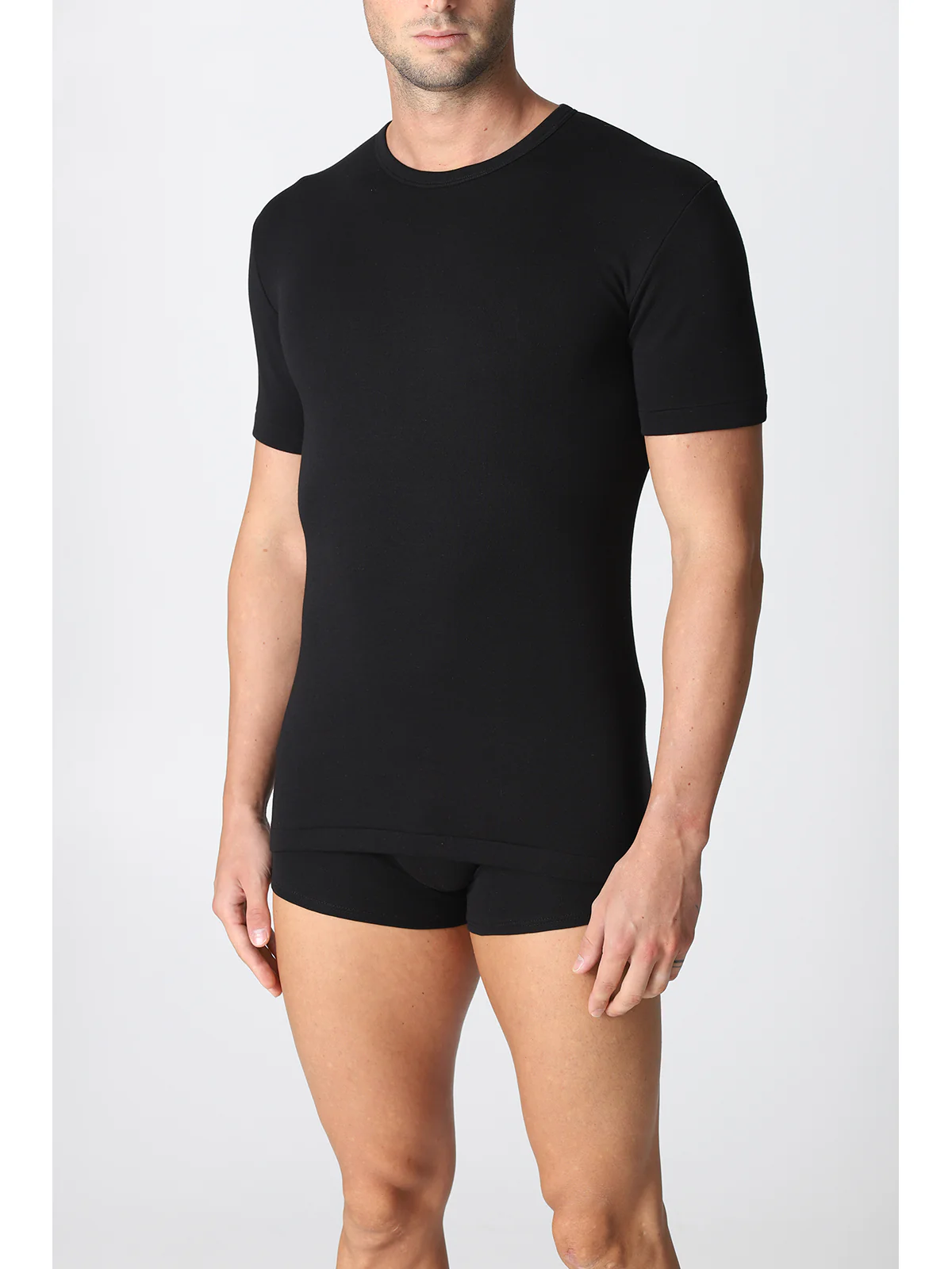 Stretch Cotton T-shirt - Black - Image 2