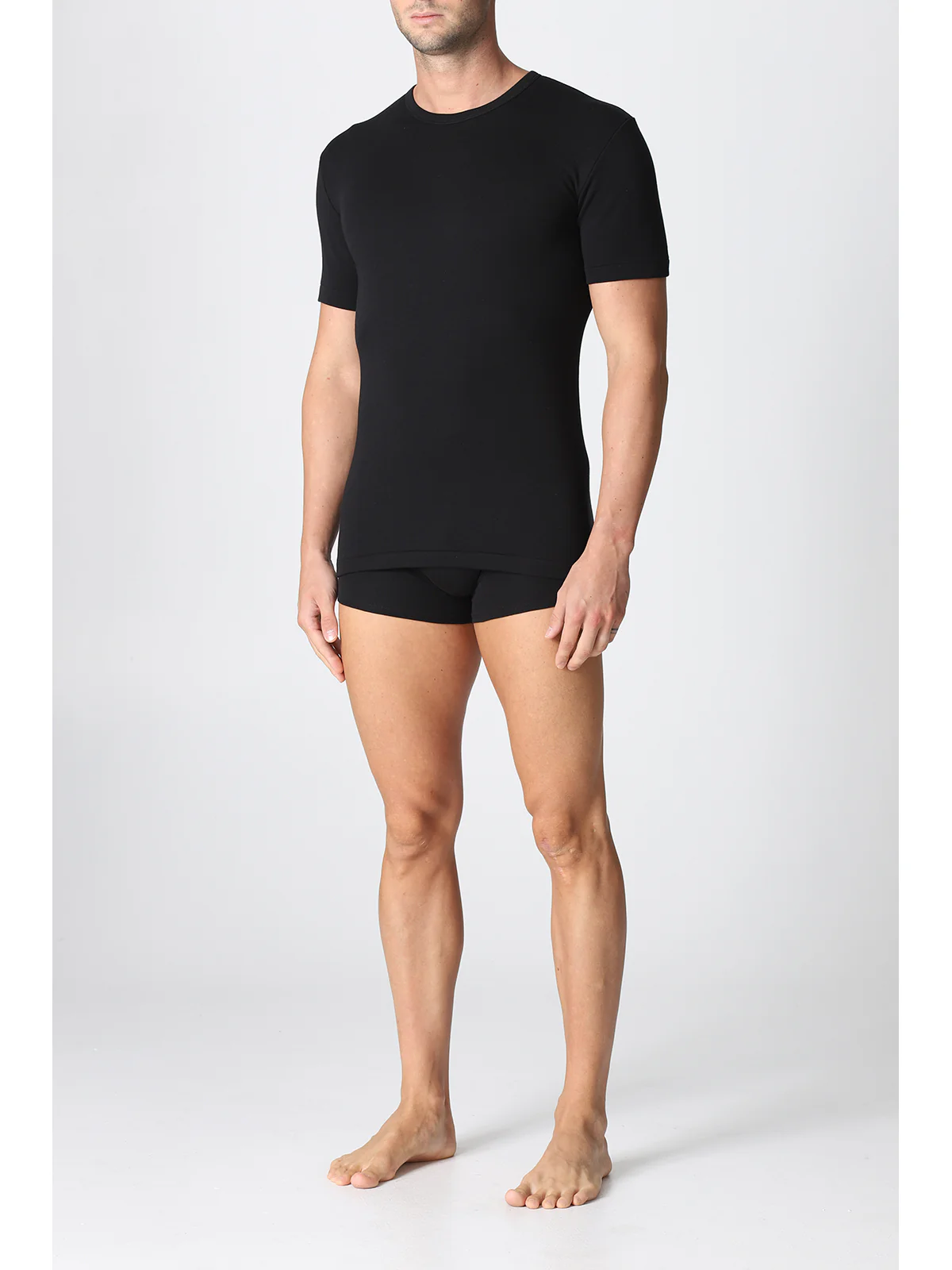 Stretch Cotton T-shirt - Black - Image 3