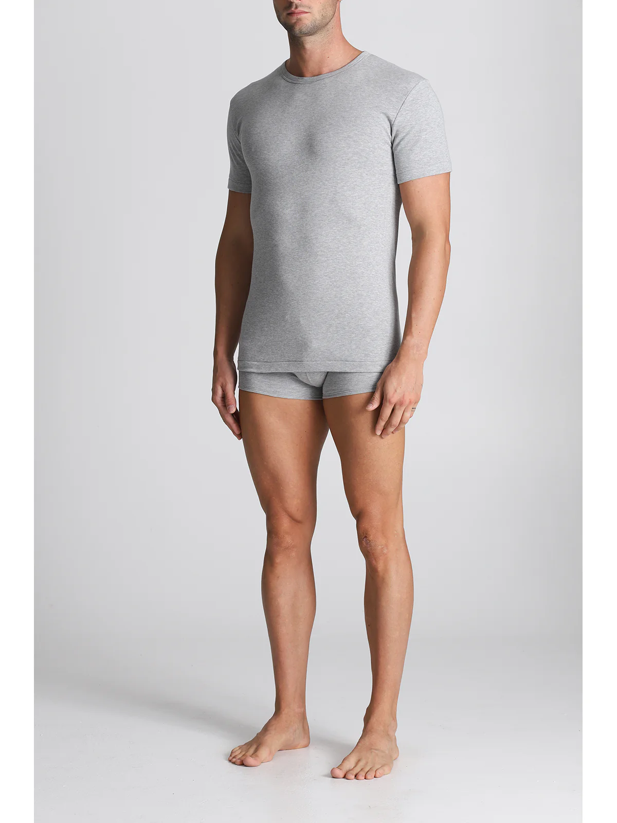Pure Cotton Fleece T-shirt - Grey Mel - Image 3