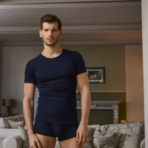 T-shirt In Pure Extrafine Merino Virgin Wool - Blue