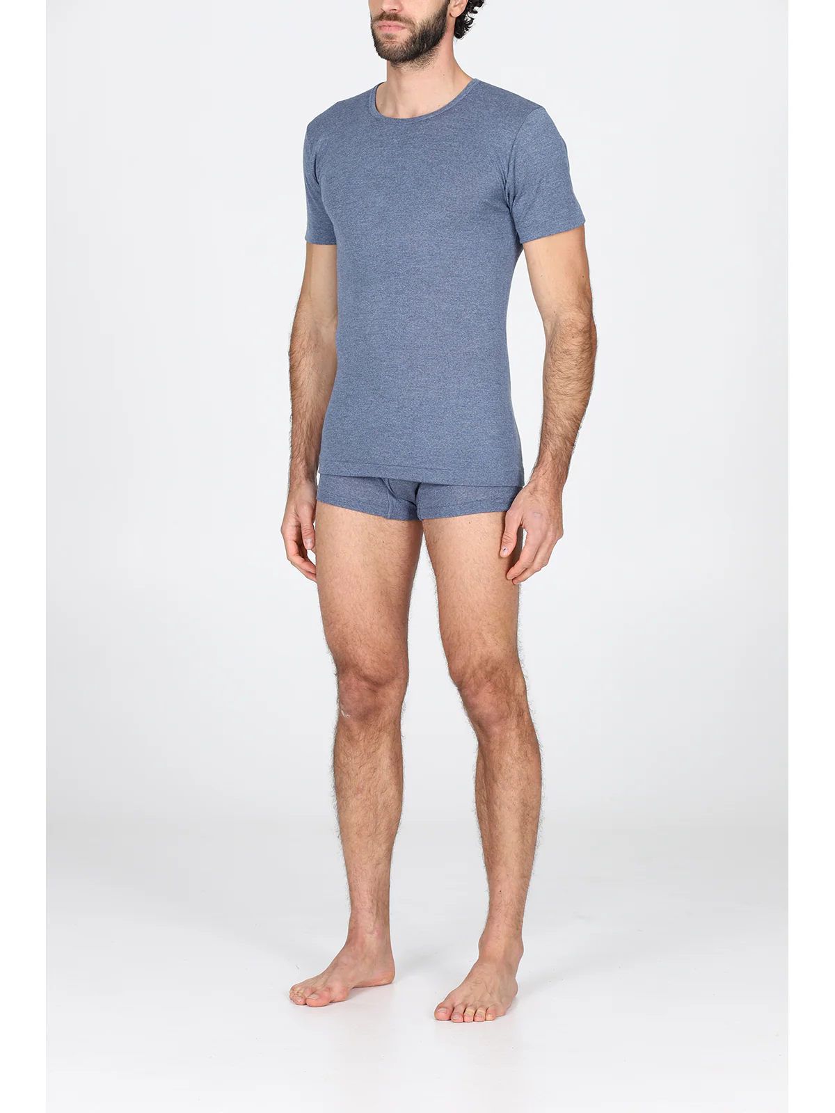 T-shirt In Pure Extrafine Merino Virgin Wool – Denim - Image 2