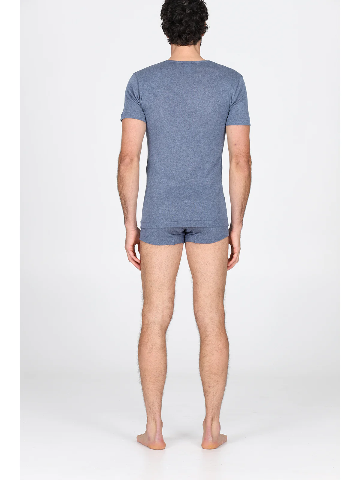T-shirt In Pure Extrafine Merino Virgin Wool – Denim - Image 3