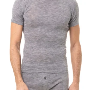 T-shirt In Pure Extrafine Merino Virgin Wool – Melange Grey