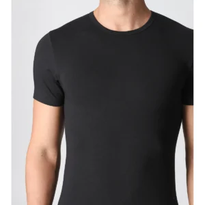 Warm Stretch Cotton T-shirt - Black