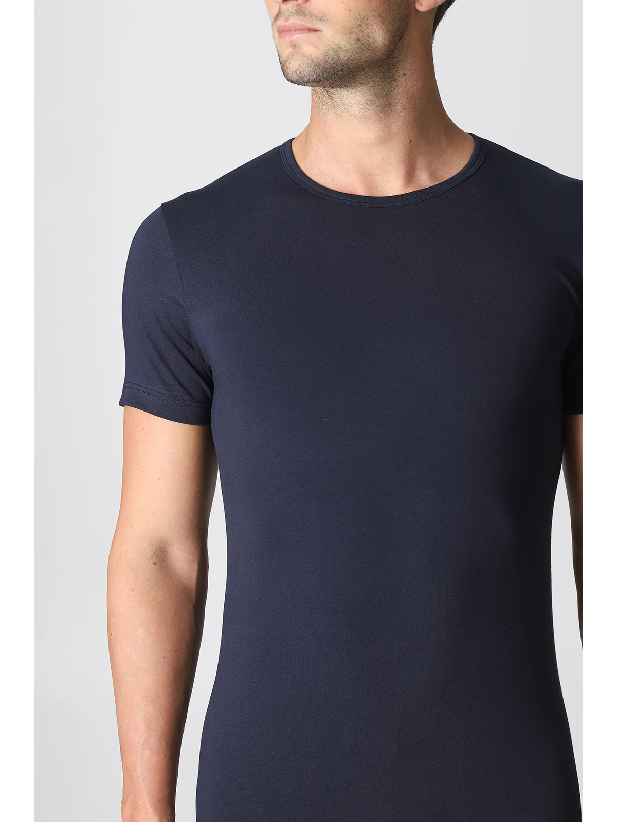 Warm Stretch Cotton T-shirt - Blue - Image 2