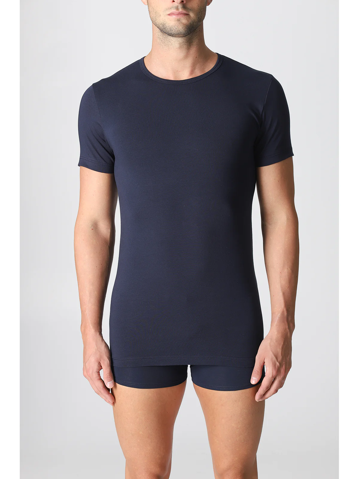 Warm Stretch Cotton T-shirt - Blue - Image 6