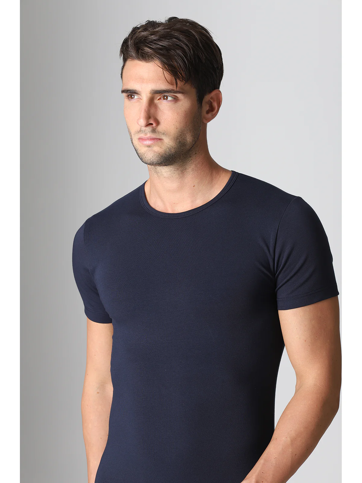 Warm Stretch Cotton T-shirt - Blue - Image 3