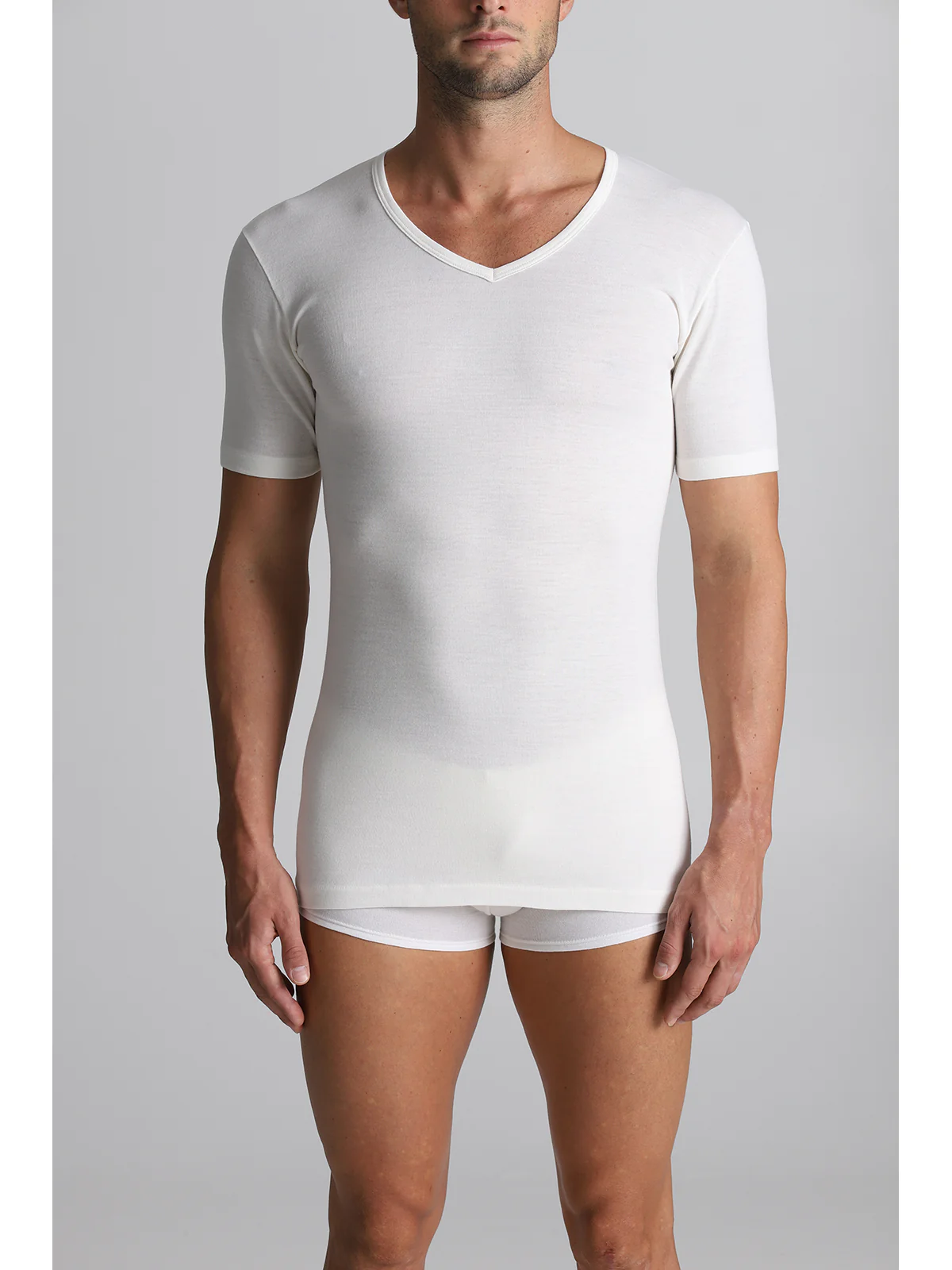 Wool And Cotton Short-sleeved T-shirt - White La - Image 2