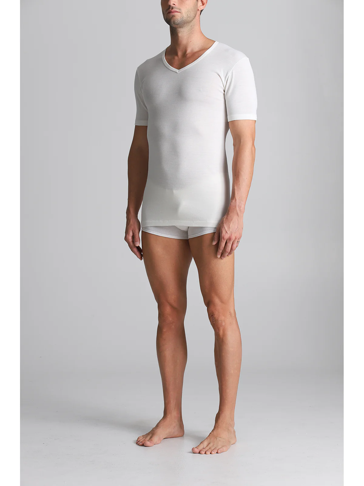Wool And Cotton Short-sleeved T-shirt - White La - Image 3
