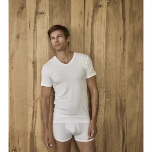 Stretch Cotton V-neck T-shirt - White