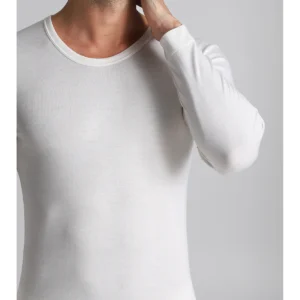 Long-sleeved Wool And Cotton T-shirt - White Lan