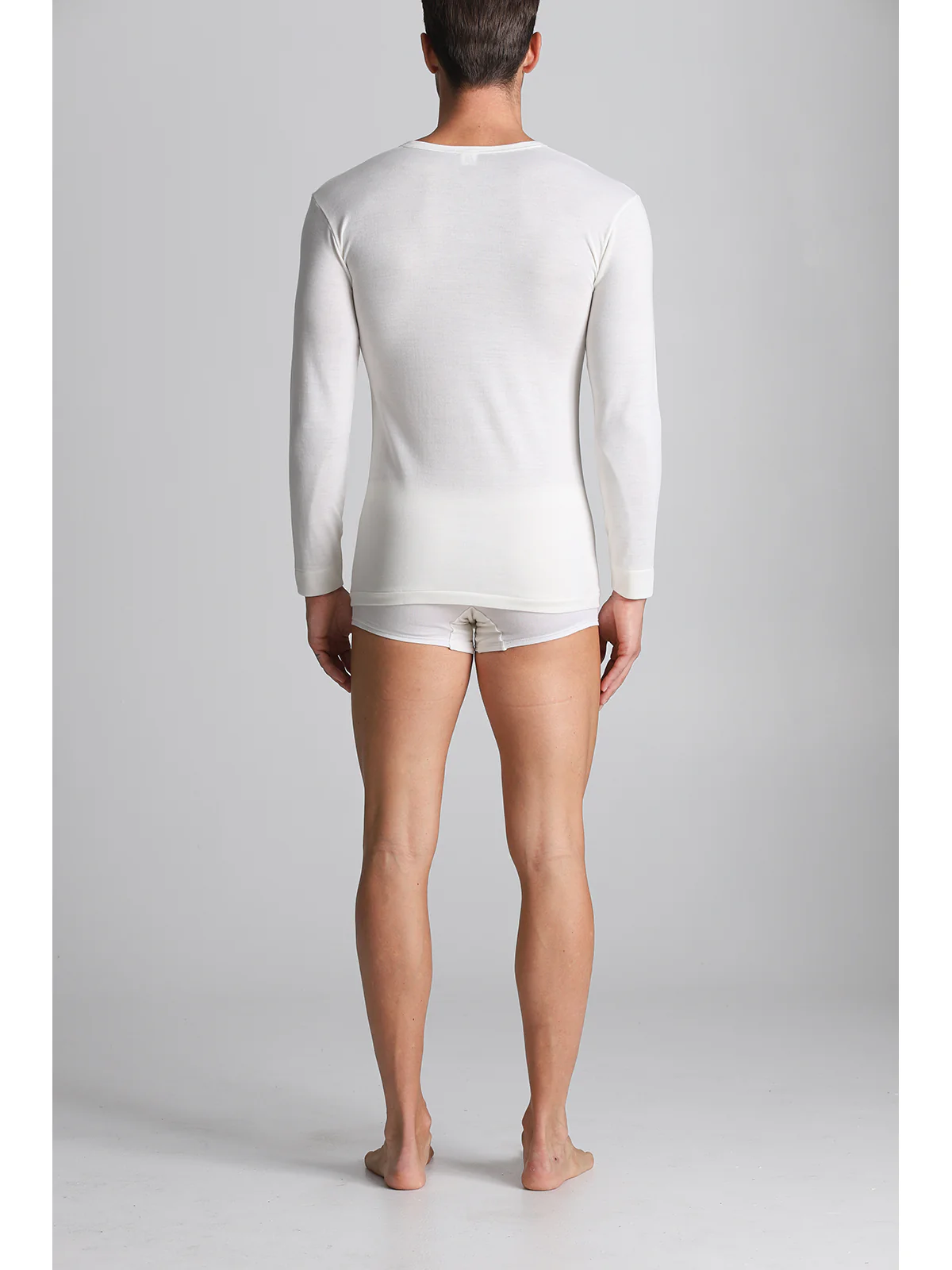 Long-sleeved Wool And Cotton T-shirt - White Lan - Image 4