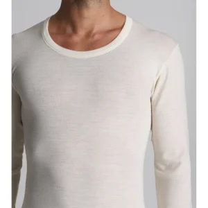 Medium Weight Pure Wool T-shirt - White Lan