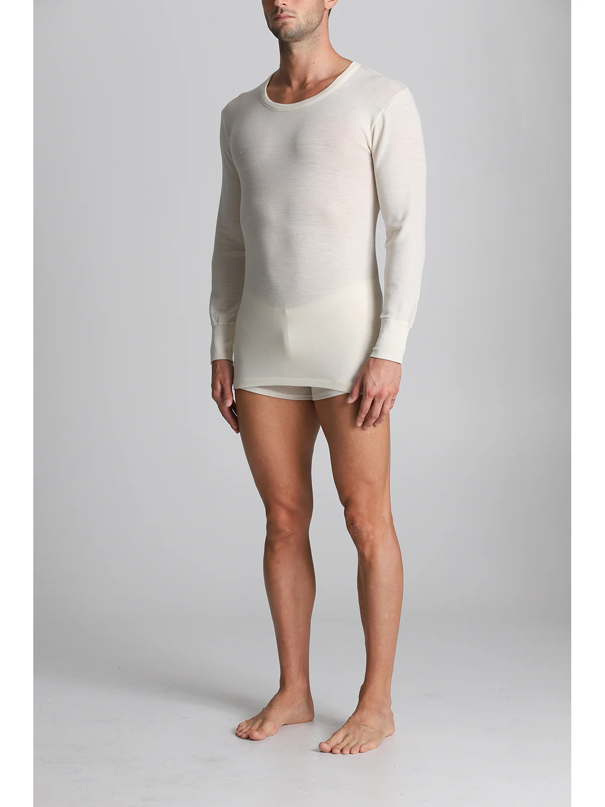 Medium Weight Pure Wool T-shirt - White Lan - Image 3