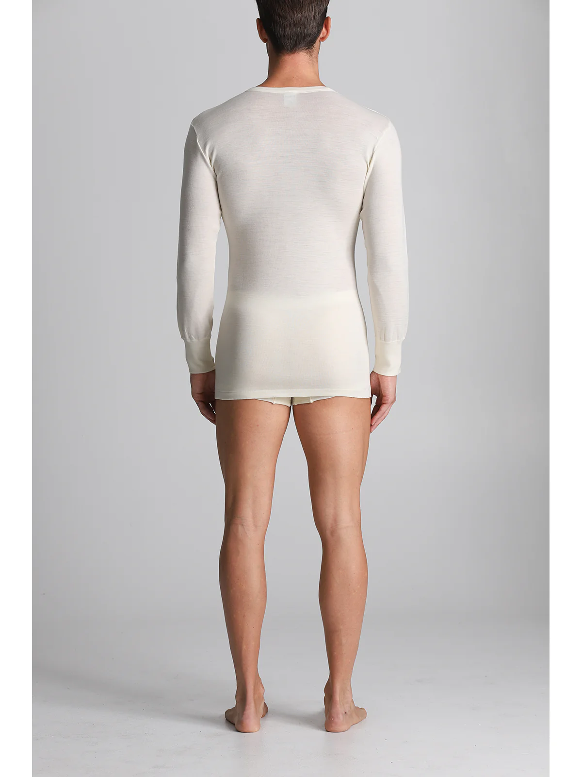 Medium Weight Pure Wool T-shirt - White Lan - Image 4