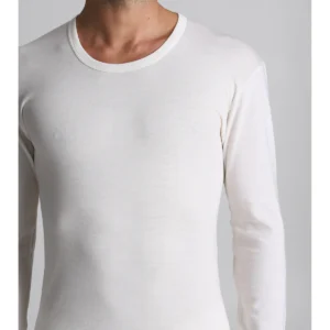 Long-sleeved Wool And Cotton T-shirt - White Lan