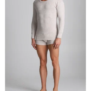 Long-sleeved Wool Blend T-shirt - Lan White