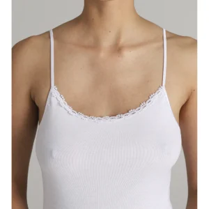 Women's Tank Top With Delicate Macrame Lace - BIANCO