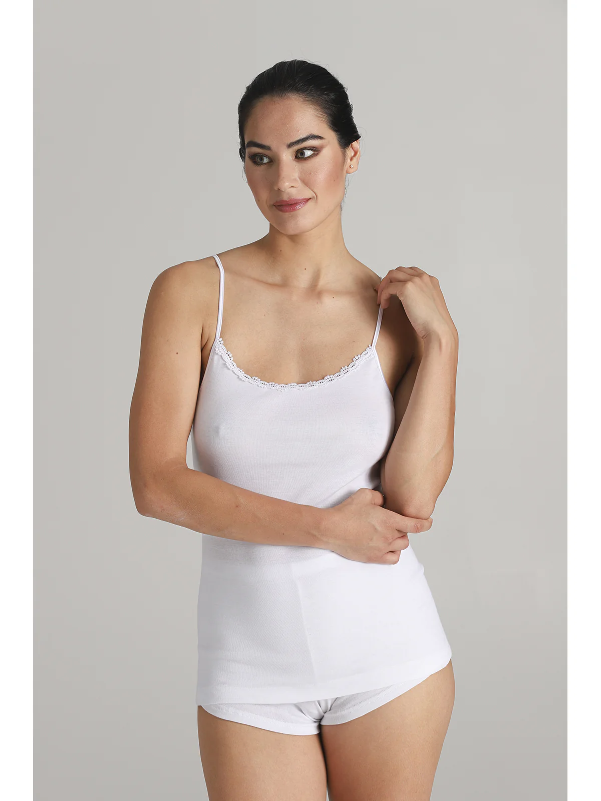 Women's Tank Top With Delicate Macrame Lace - BIANCO - Image 5