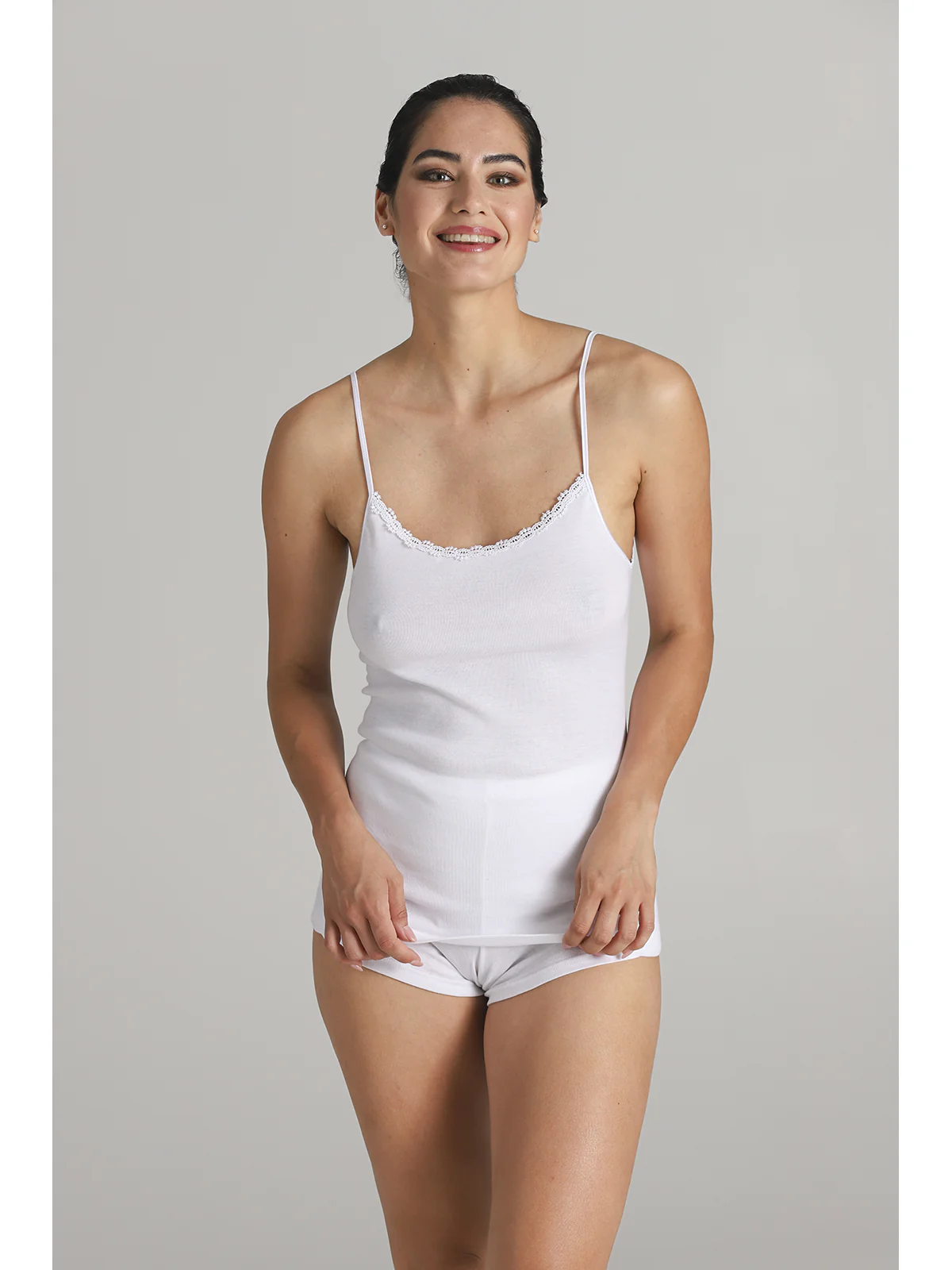 Women's Tank Top With Delicate Macrame Lace - BIANCO - Image 4