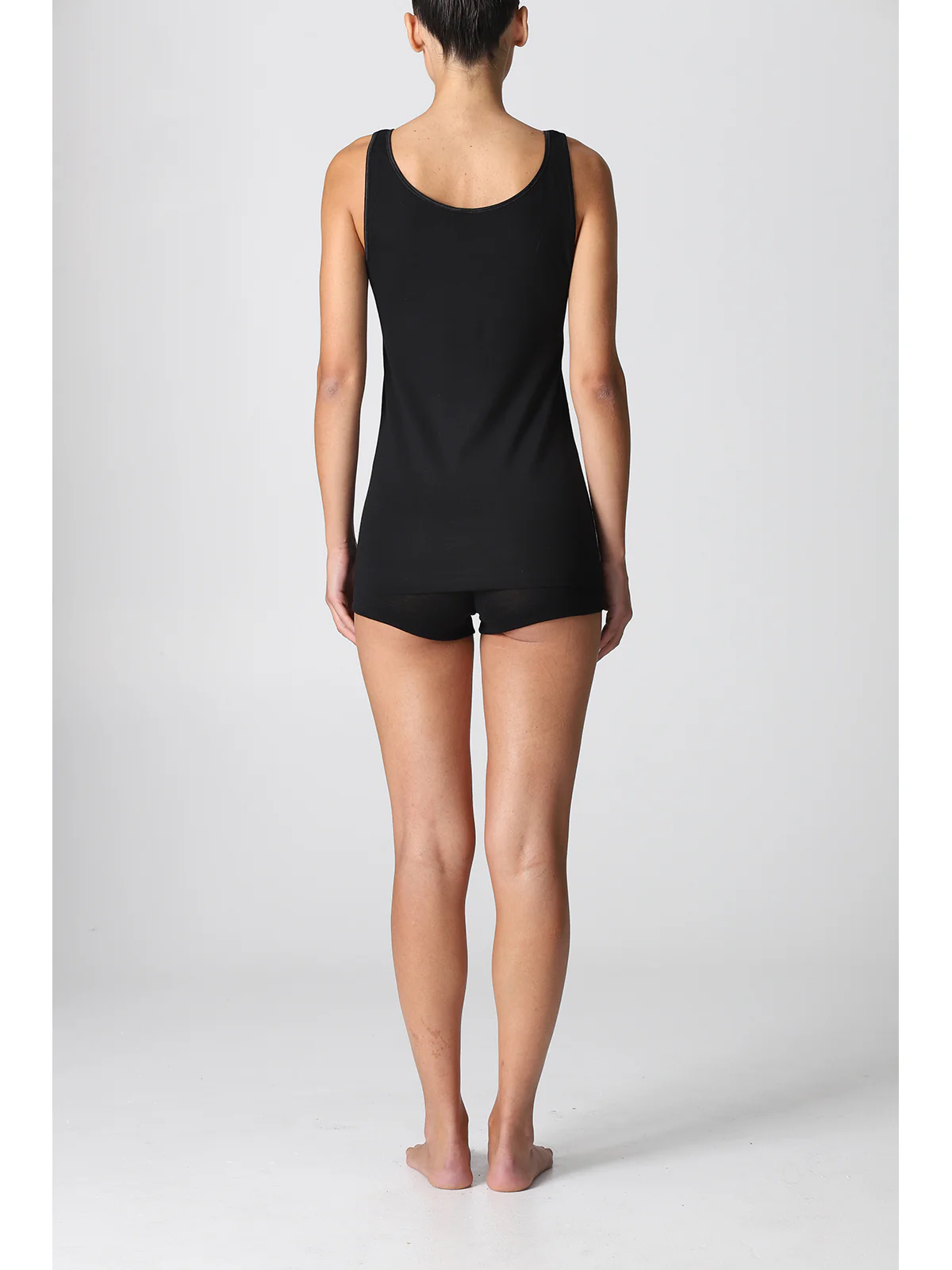 Pure Cotton Tank Top With Narrow Straps - BLACK - Image 3
