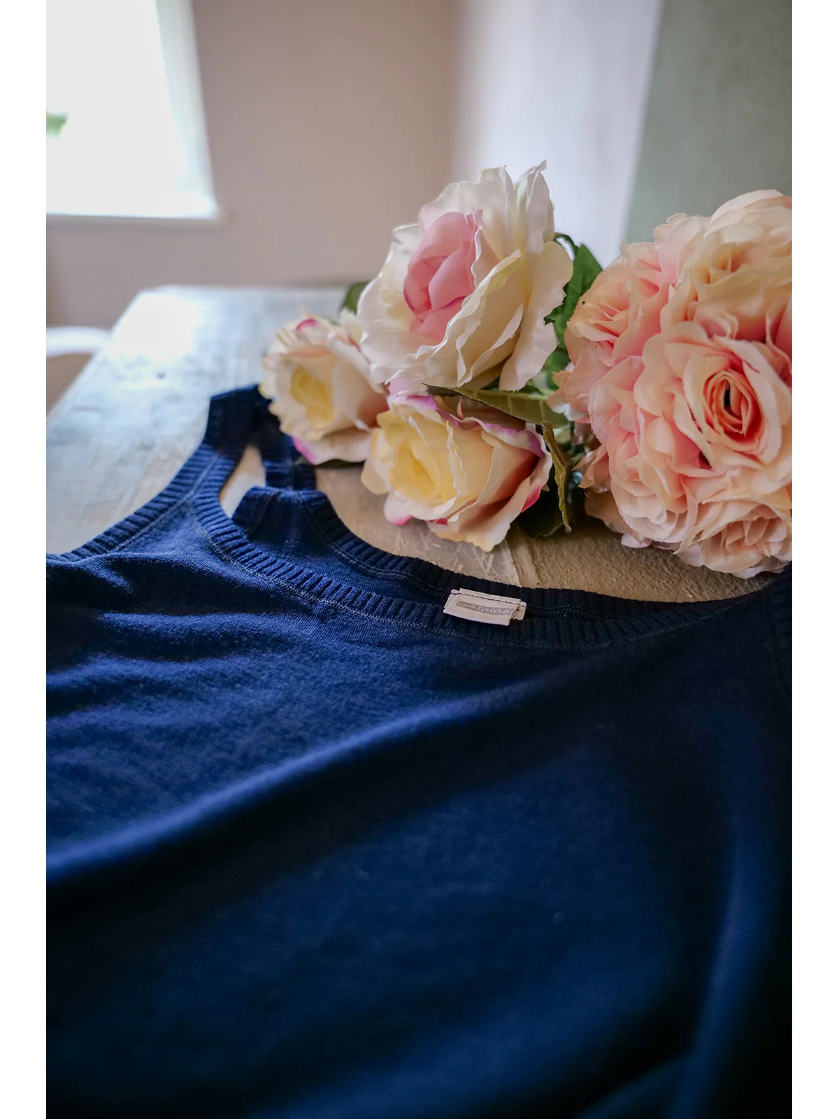 Thin Strap Tank Top In Pure Virgin Merino Wool - BLUE - Image 5