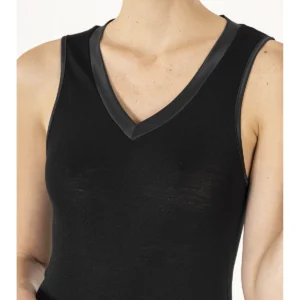 Wide Strap Tank Top In Wool And Silk - Black