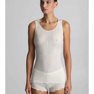 Wide-Strap Tank Top In Wool And Silk - WHITE