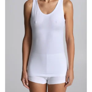 Tank Top In Warm Stretch Cotton - WHITE