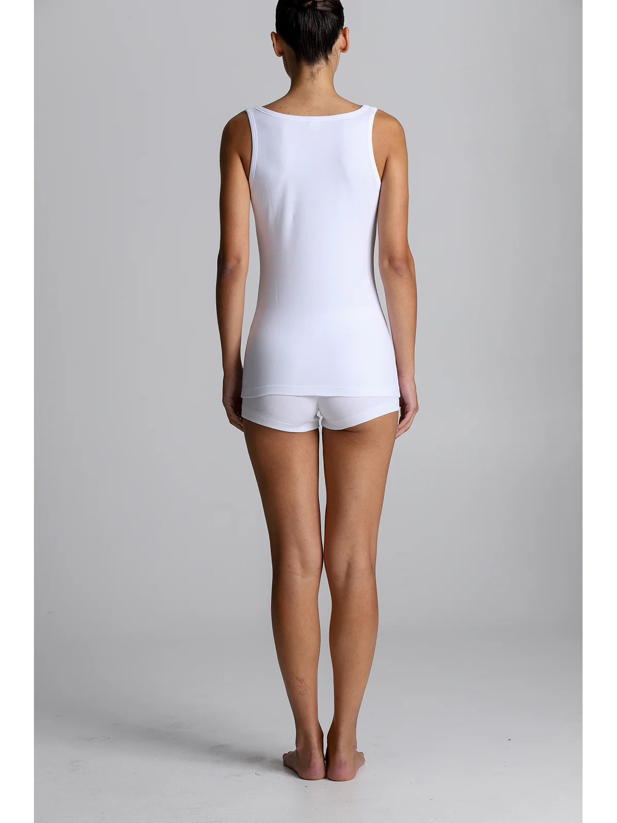 Tank Top In Warm Stretch Cotton - WHITE - Image 4