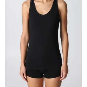 Tank Top In Warm Stretch Cotton - BLACK
