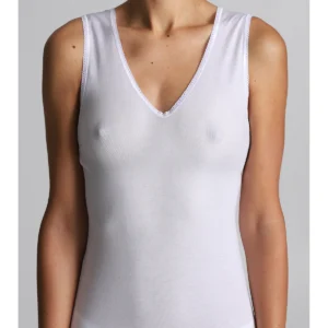 Sleeveless Tank Top In Certified Filoscozia Cotton - WHITE
