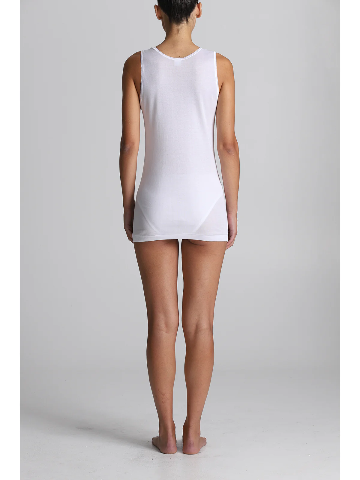 Sleeveless Tank Top In Certified Filoscozia Cotton - WHITE - Image 2