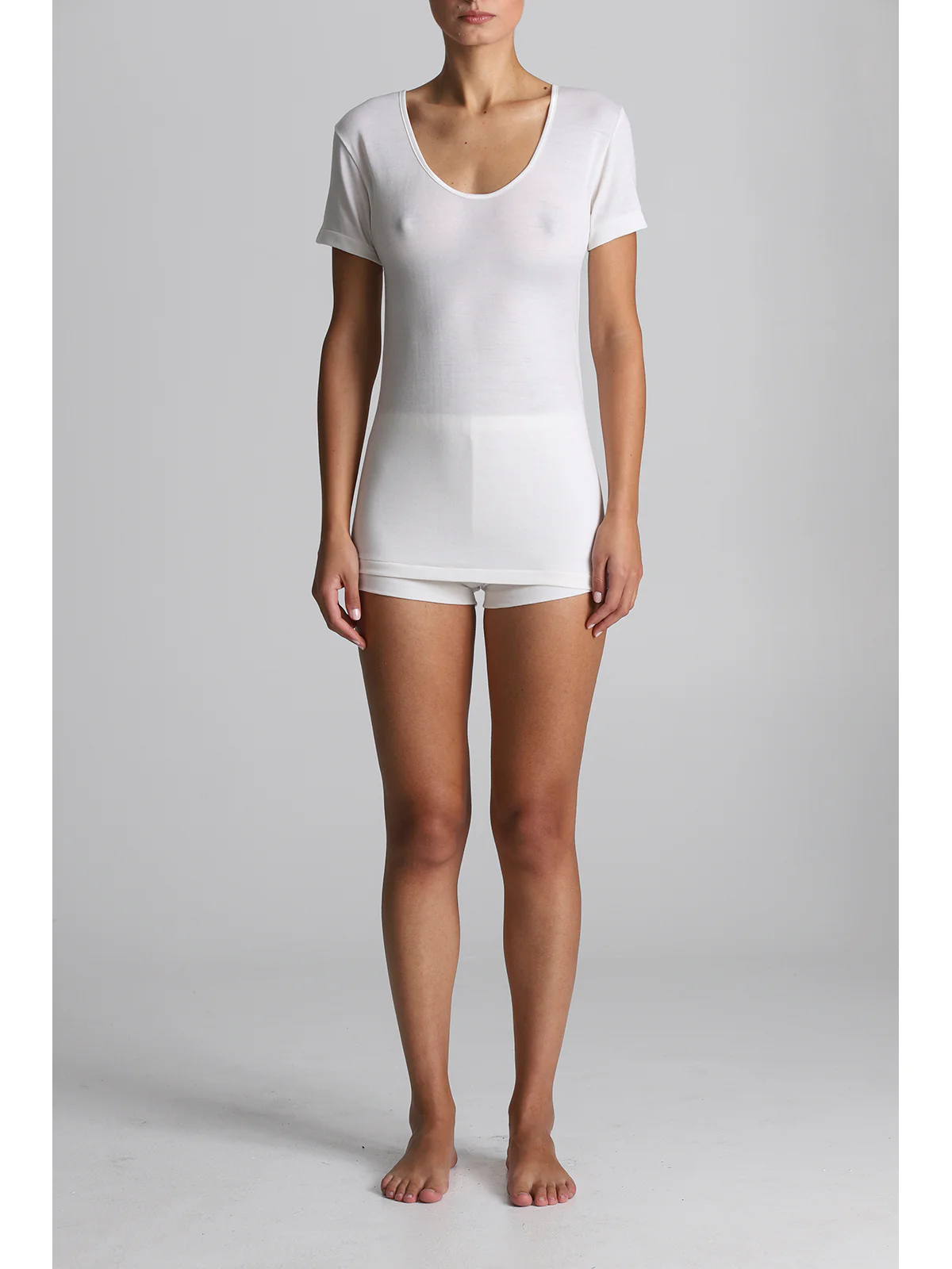 Wool And Cotton T-Shirt - WHITE LAN