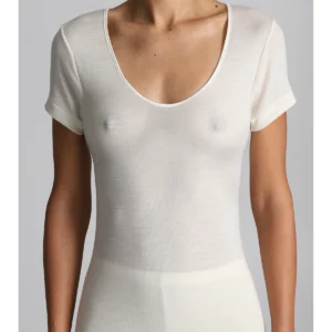 Wool And Silk Short-Sleeved T-Shirt - WHITE LAN