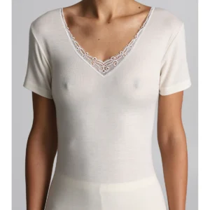 Wool And Silk Short-Sleeved T-Shirt - WHITE LAN
