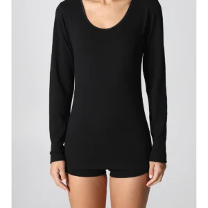 Long-Sleeved T-Shirt In Warm Cotton - BLACK