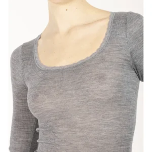 T-Shirt In Warm And Fine Wool And Silk - MELANGE GREY