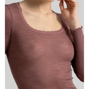 T-Shirt In Warm And Fine Wool And Silk - POWDER